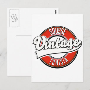 Carte Postale Sousse tunisie logo style vintage