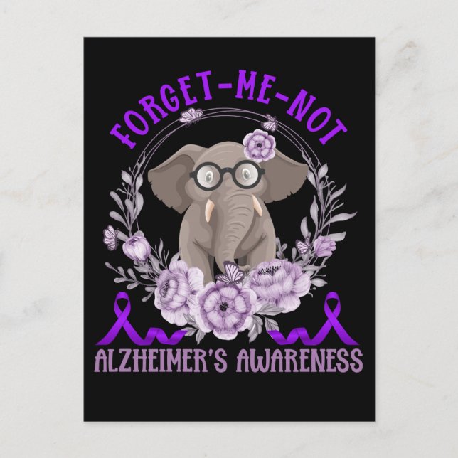 Carte Postale Soutenir la sensibilisation à Alzheimer Éléphant m (Devant)