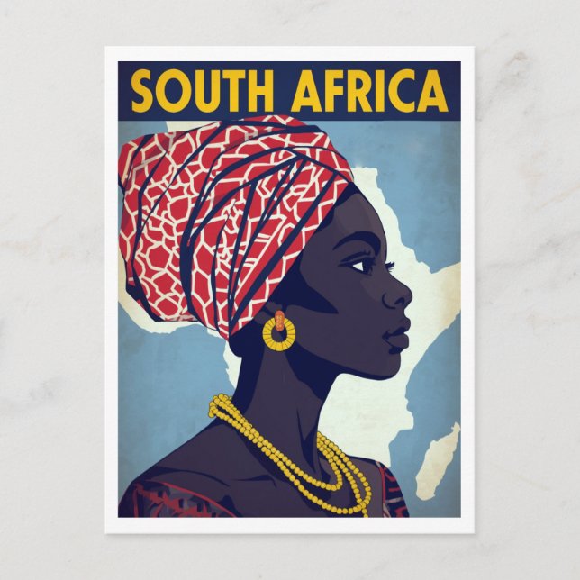 Carte Postale South Africa Woman Portrait Retro Art (Devant)