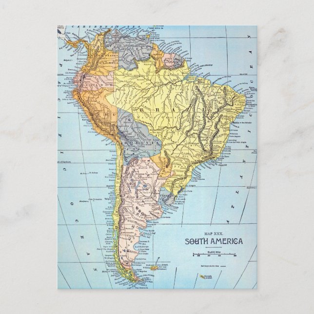 Carte Postale SOUTH AMERICA: MAP, c1890 (Devant)