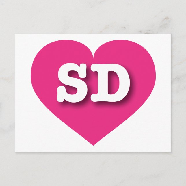 Carte Postale South Dakota Hot Pink Heart - J'aime SD (Devant)