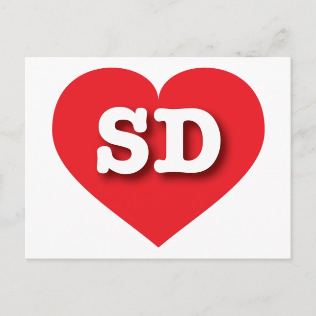 Carte Postale South Dakota Red Heart - J'aime SD (Devant)