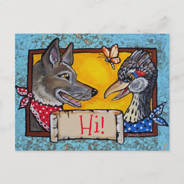 Carte Postale Southwest Hi Hello Coyote Roadrunner Souvenir (Devant)