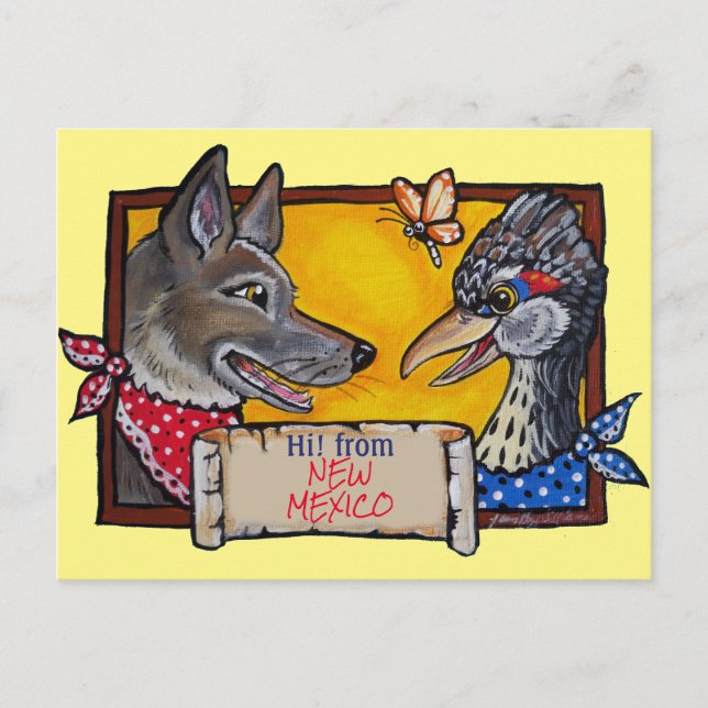 Carte Postale Southwest Nouveau-Mexique Coyote Roadrunner Souven (Devant)