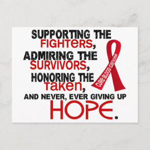 Carte Postale Soutien Admirer Honorer 3.2 Cancer du Sang