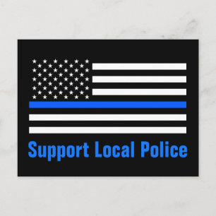 Carte Postale Soutien de la police locale Ligne Bleue Mince