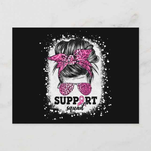 Carte Postale Soutien Squad Messy Bun Pink Ribbon Cancer du sein (Devant)