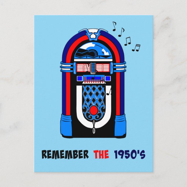 Carte Postale Souvenez-vous des années 50, juke-box, (Devant)