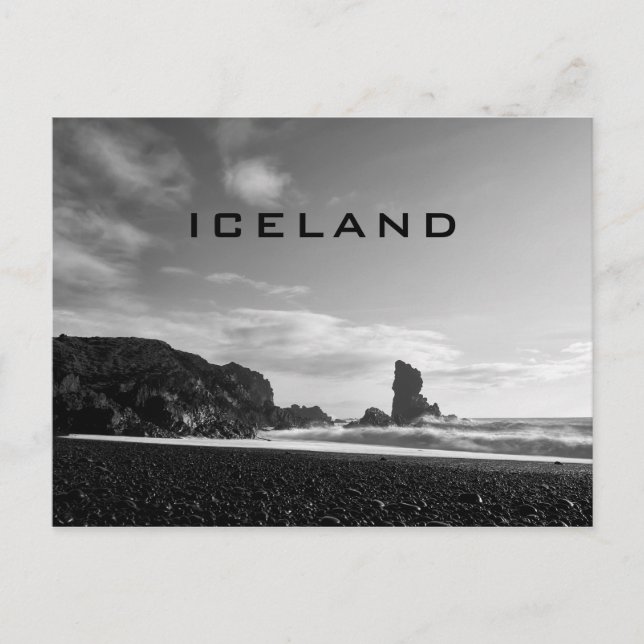 Carte postale souvenir de plage noire en Islande (Devant)