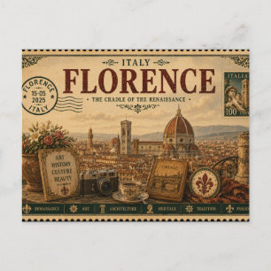 Carte Postale Souvenir de vacances vintage à Florence
