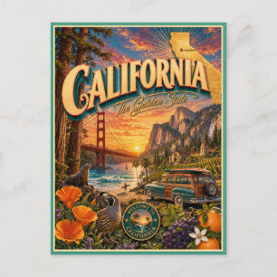 Carte postale souvenir de voyage rétro Californie