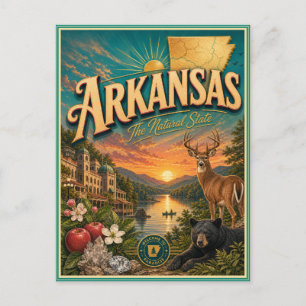 Carte postale souvenir de voyage rétro de l'Arkans