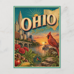 Carte postale souvenir de voyage rétro de l'Ohio