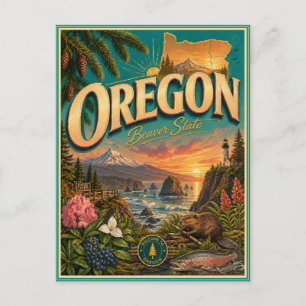 Carte postale souvenir de voyage rétro de l'Oregon