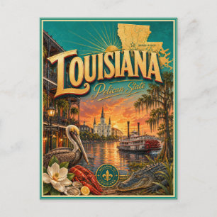 Carte postale souvenir de voyage rétro de Louisian