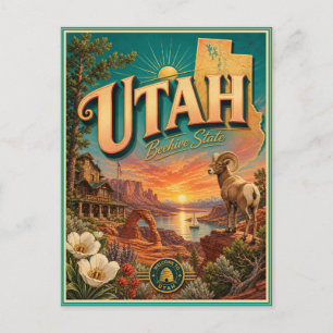 Carte postale souvenir de voyage rétro de l'Utah