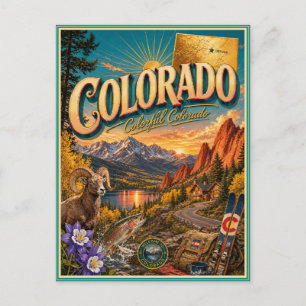 Carte postale souvenir de voyage rétro du Colorado
