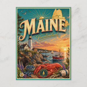 Carte postale souvenir de voyage rétro du Maine