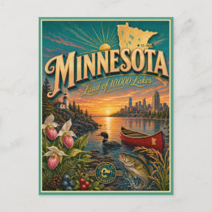 Carte postale souvenir de voyage rétro du Minnesot