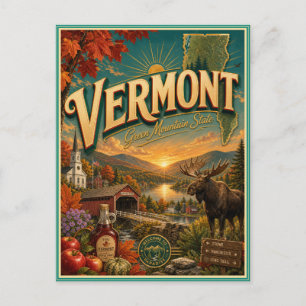 Carte postale souvenir de voyage rétro du Vermont