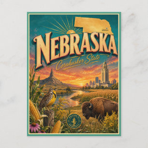 Carte postale souvenir de voyage rétro Nebraska