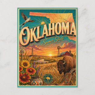 Carte postale souvenir de voyage rétro Oklahoma