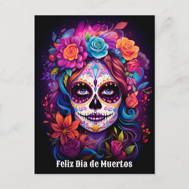 Carte Postale 🌹 Souvenir vibrant : Lady Catrina en fleurs 🌹 (Devant)