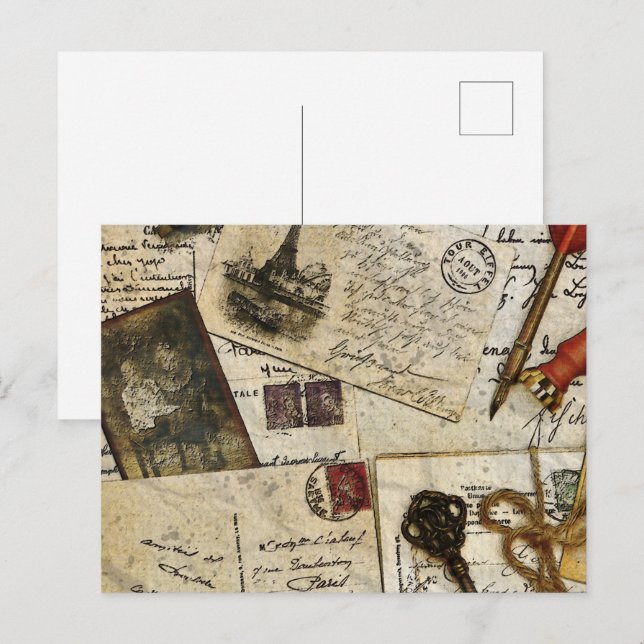 Carte Postale Souvenirs de vieux courriers d'antan (Devant / Derrière)
