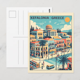 Carte Postale souvenirs de voyage kefalonia grèce vintage