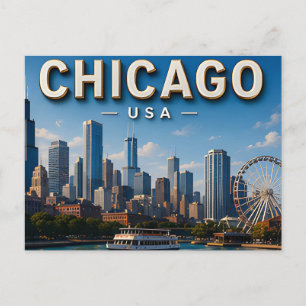 Carte Postale Souvenirs emblématiques de la skyline de Chicago