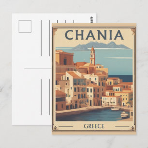 Carte Postale Souvenirs vintage de la ville de Chania Crète Grèc