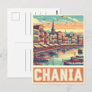 Carte Postale Souvenirs vintage de la ville de Chania Crète Grèc