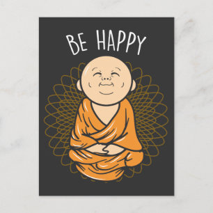 Carte Postale Soyez heureux Zen Little Bouddha Mandala Bouddhist