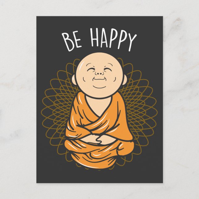 Carte Postale Soyez heureux Zen Little Bouddha Mandala Bouddhist (Devant)