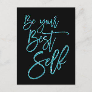 Carte Postale Soyez votre meilleur devis auto-motivationnel noir