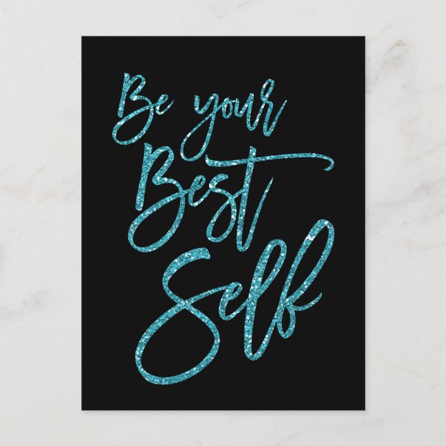 Carte Postale Soyez votre meilleur devis auto-motivationnel noir (Devant)