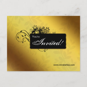 Carte Postale Spa de salon Postcard Invitation Papillon Or
