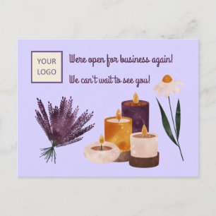 Carte Postale Spa ou Yoga Studio Réouverture - Bougies Lavande