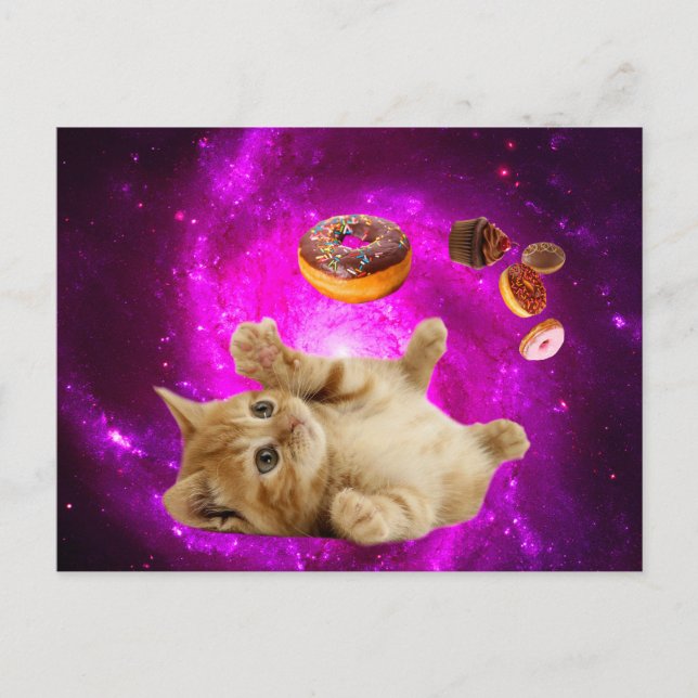 Carte Postale Space cat et les beignets volants (Devant)