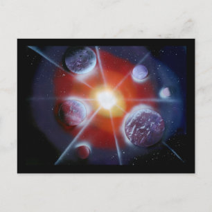 Carte Postale Space nova éclater planètes spraypaint
