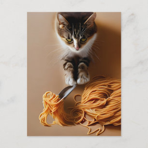 Carte Postale Spaghetti mangeur de chats