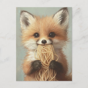 Carte Postale spaghetti mangeur de renard rouge bébé