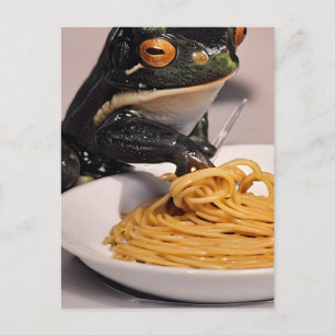 Carte postale Spaghetti pour manger de la grenouil