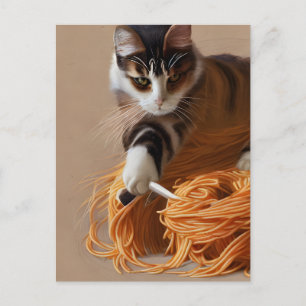 Carte postale Spaghetti pour manger des chats