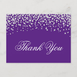 Carte Postale Sparkly Faux Diamonds Royal Purple Merci