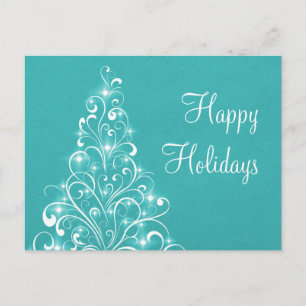Carte postale Sparkly Holiday Tree, Turquoise