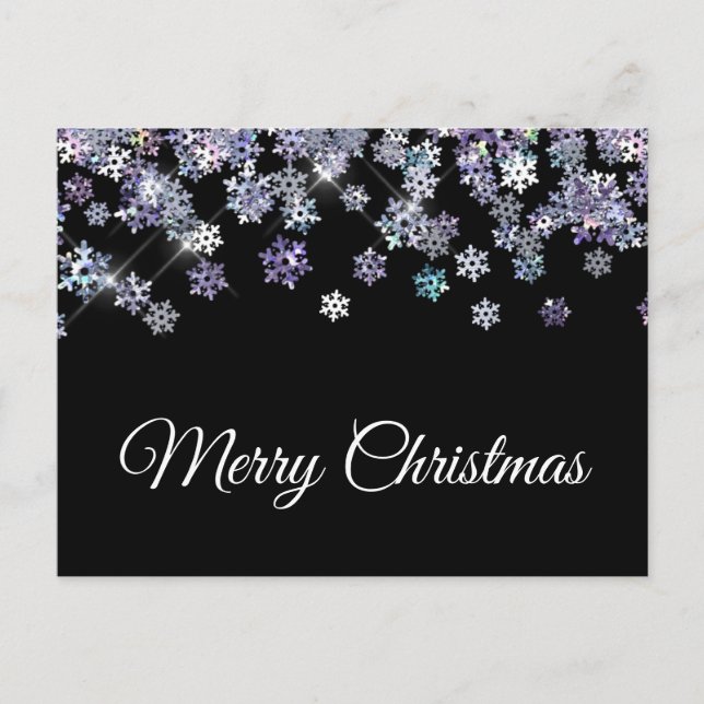 Carte Postale Sparkly Holographic Snowflakes Merry Christmas (Devant)