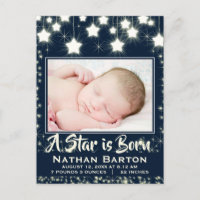 Sparkly Stars Baby Photo Frame Faire-part de naiss