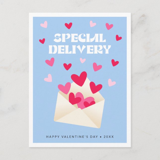Carte Postale Special delivery Hearts Envelope Valentine's Day (Devant)