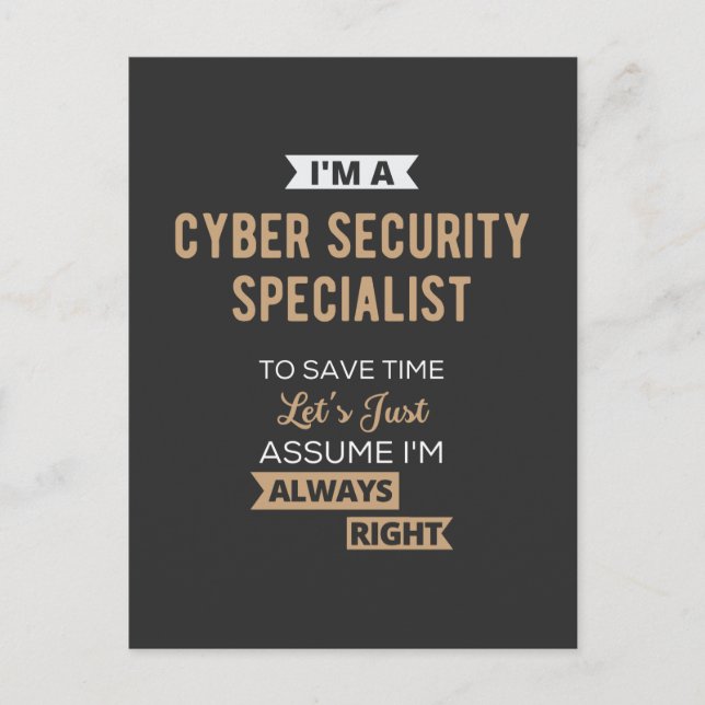 Carte Postale Spécialiste de la cybersécurité (Devant)